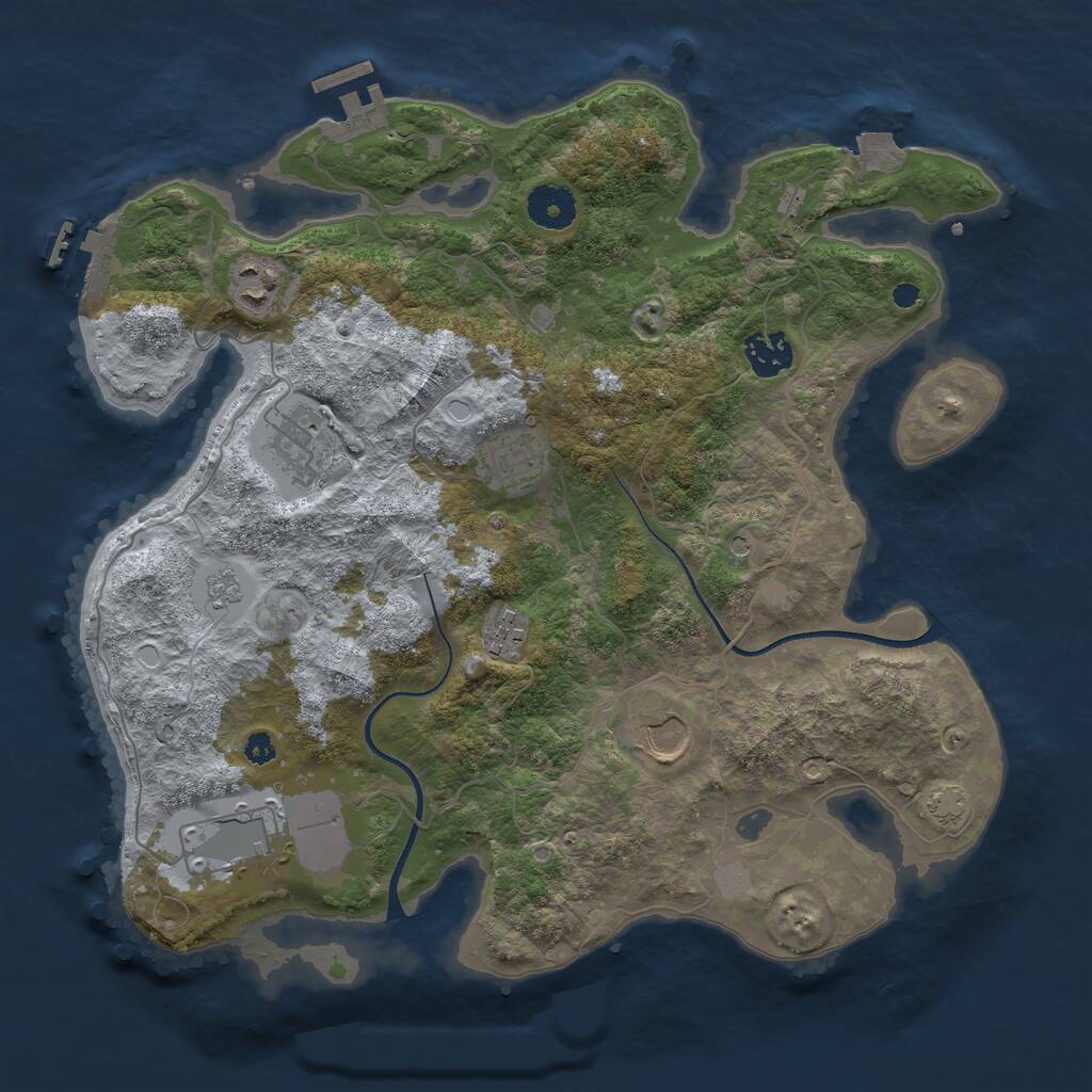 Rust Map: Procedural Map, Size: 3500, Seed: 1912313001, 13 Monuments