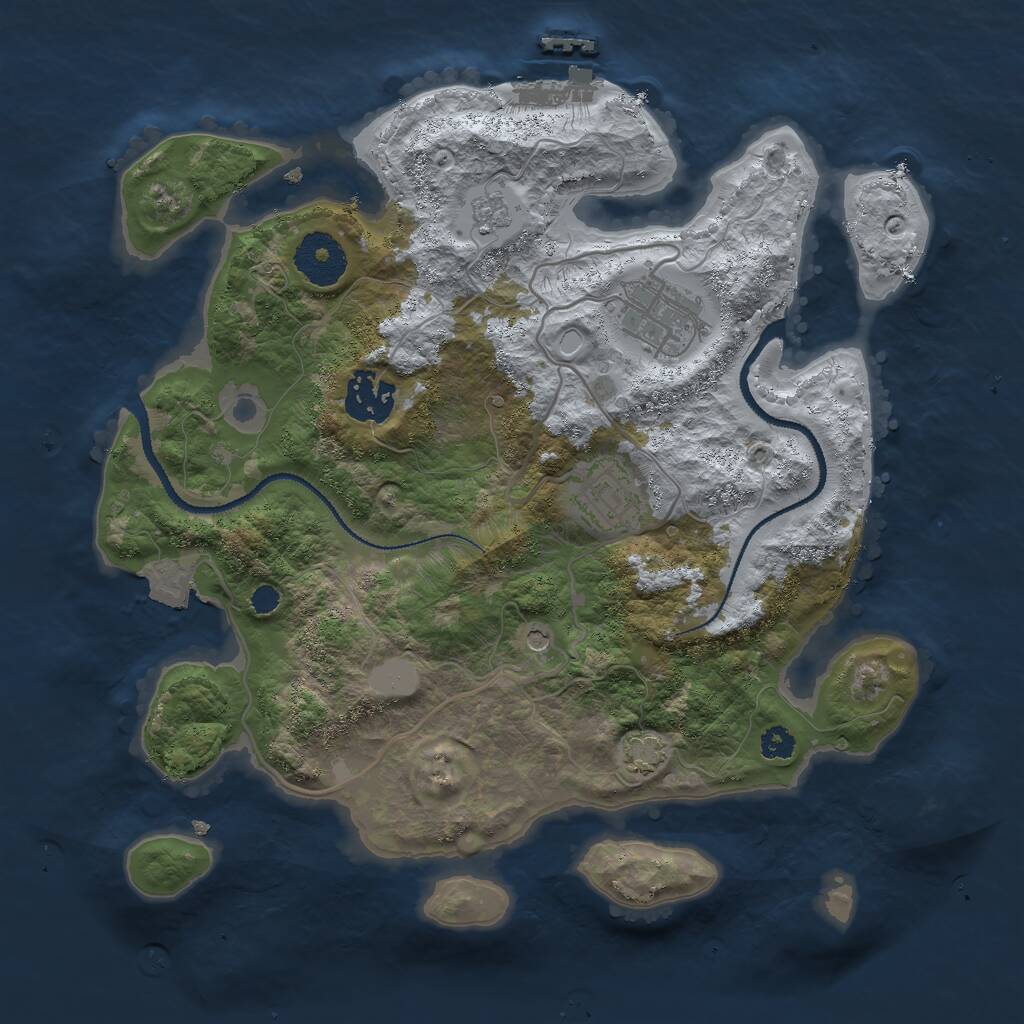 Rust Map: Procedural Map, Size: 3000, Seed: 119334972, 8 Monuments