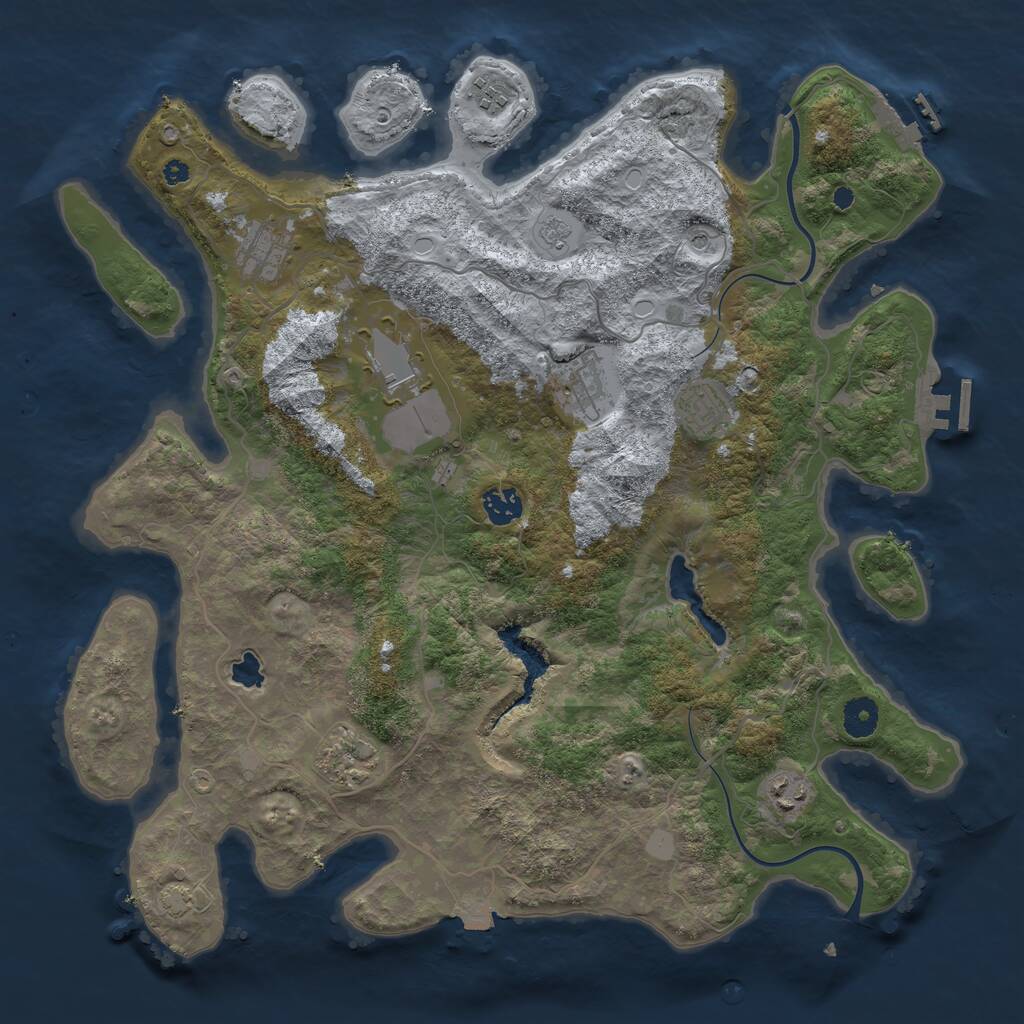 Rust Map: Procedural Map, Size: 4000, Seed: 48421, 14 Monuments