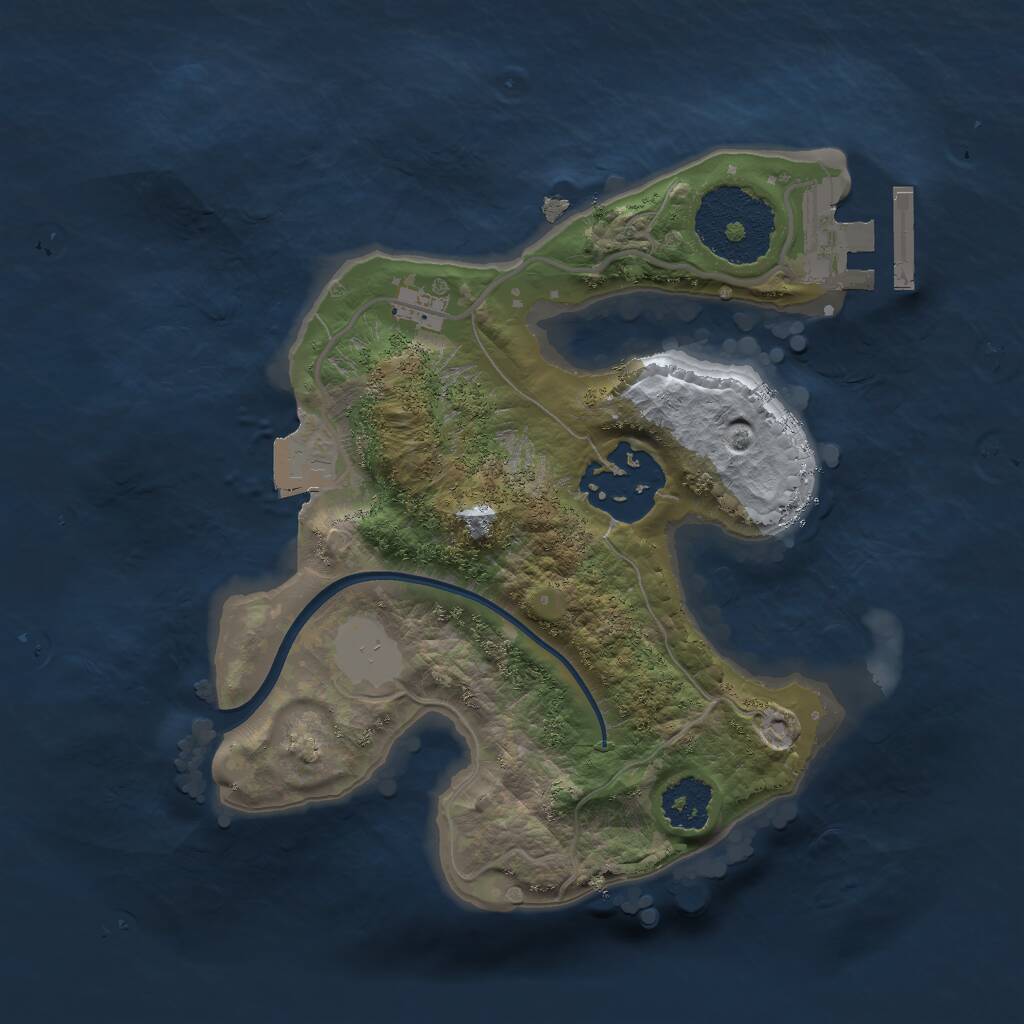 Rust Map: Procedural Map, Size: 2000, Seed: 3680, 3 Monuments