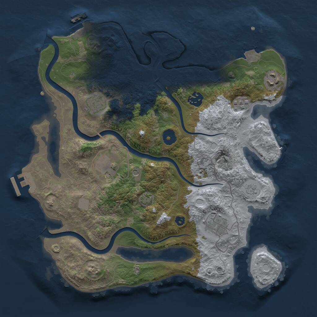 Rust Map: Procedural Map, Size: 3249, Seed: 187504, 12 Monuments