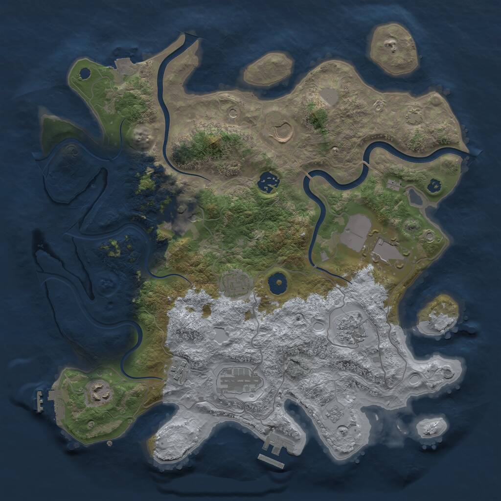 Rust Map: Procedural Map, Size: 3700, Seed: 1918591522, 15 Monuments