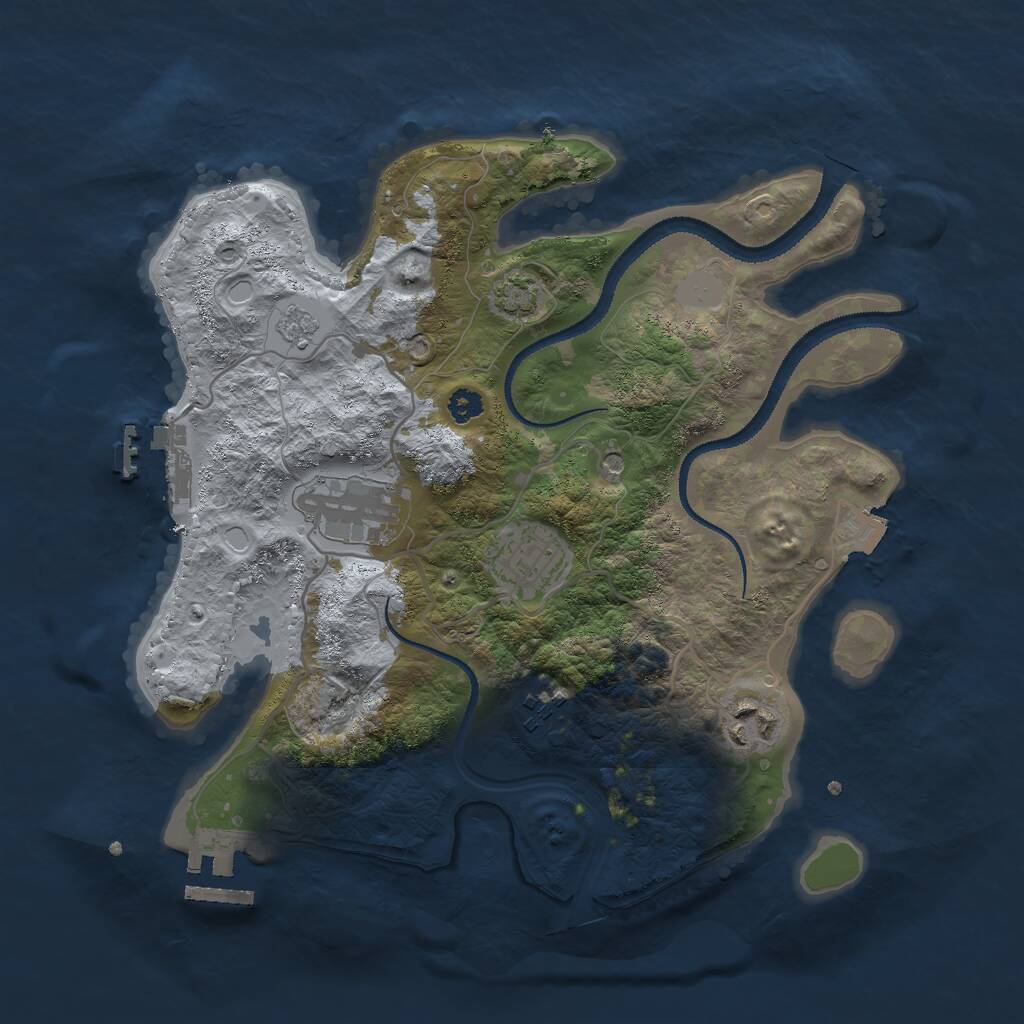 Rust Map: Procedural Map, Size: 3000, Seed: 8605174, 10 Monuments