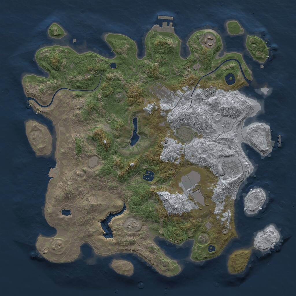 Rust Map: Procedural Map, Size: 4000, Seed: 21224, 13 Monuments