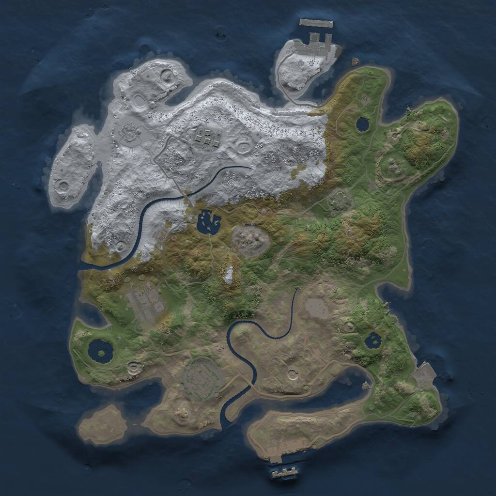 Rust Map: Procedural Map, Size: 3000, Seed: 782683357, 10 Monuments