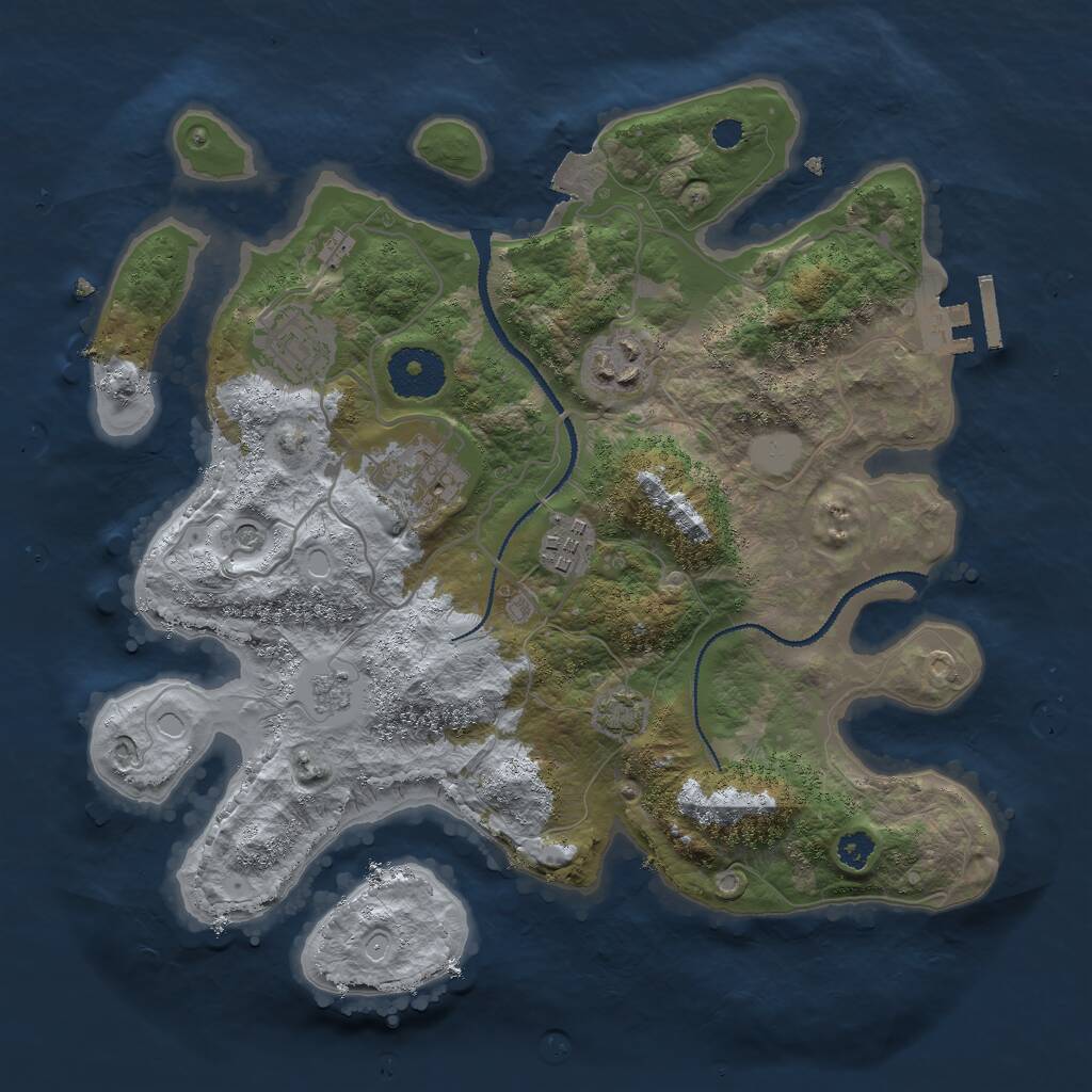 Rust Map: Procedural Map, Size: 3000, Seed: 215766502, 9 Monuments