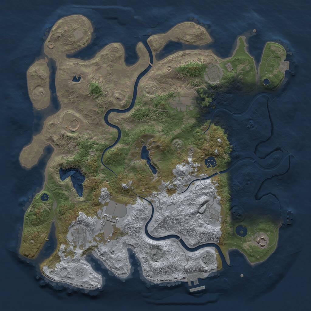 Rust Map: Procedural Map, Size: 4000, Seed: 875777, 15 Monuments