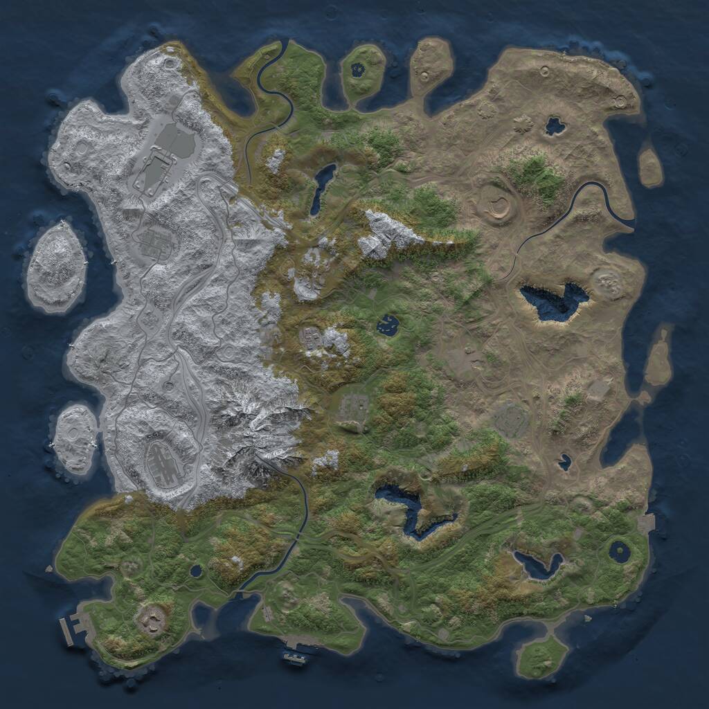 Rust Map: Procedural Map, Size: 5000, Seed: 1746178493, 17 Monuments