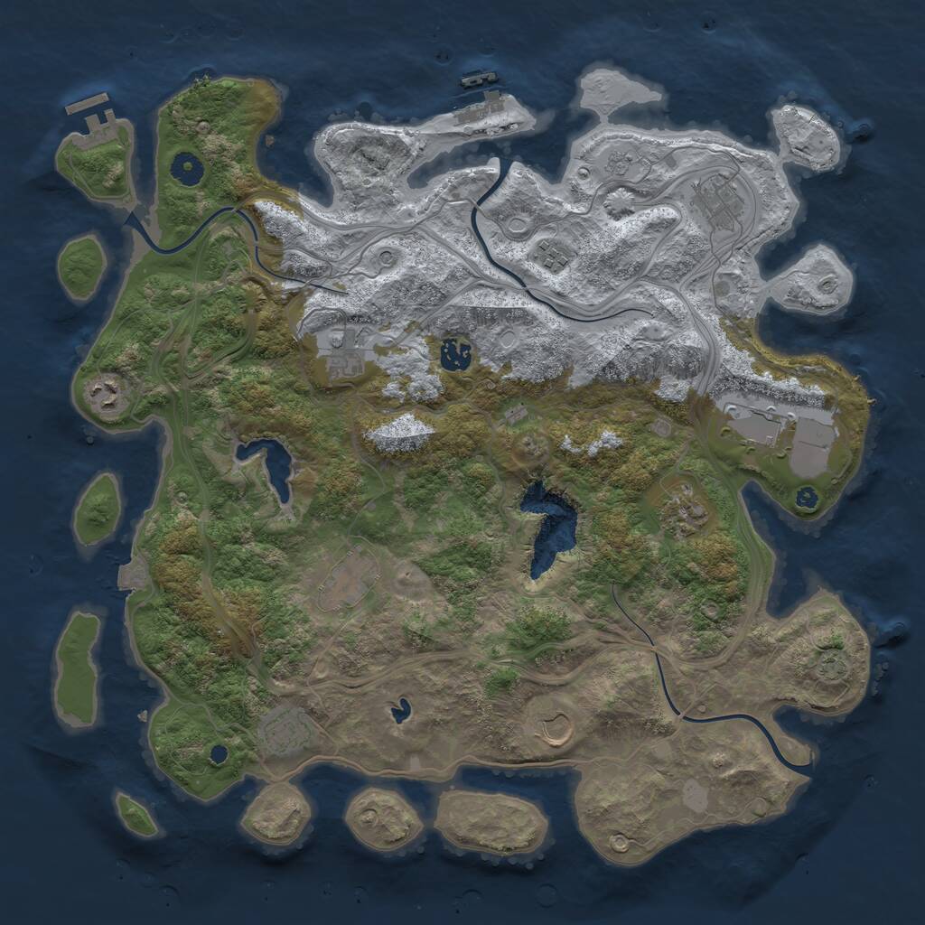 Rust Map: Procedural Map, Size: 4250, Seed: 1943805473, 16 Monuments