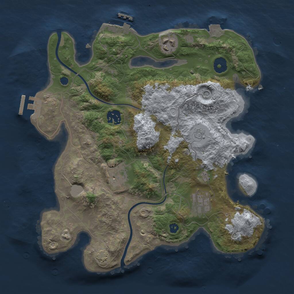 Rust Map: Procedural Map, Size: 3000, Seed: 3680, 10 Monuments