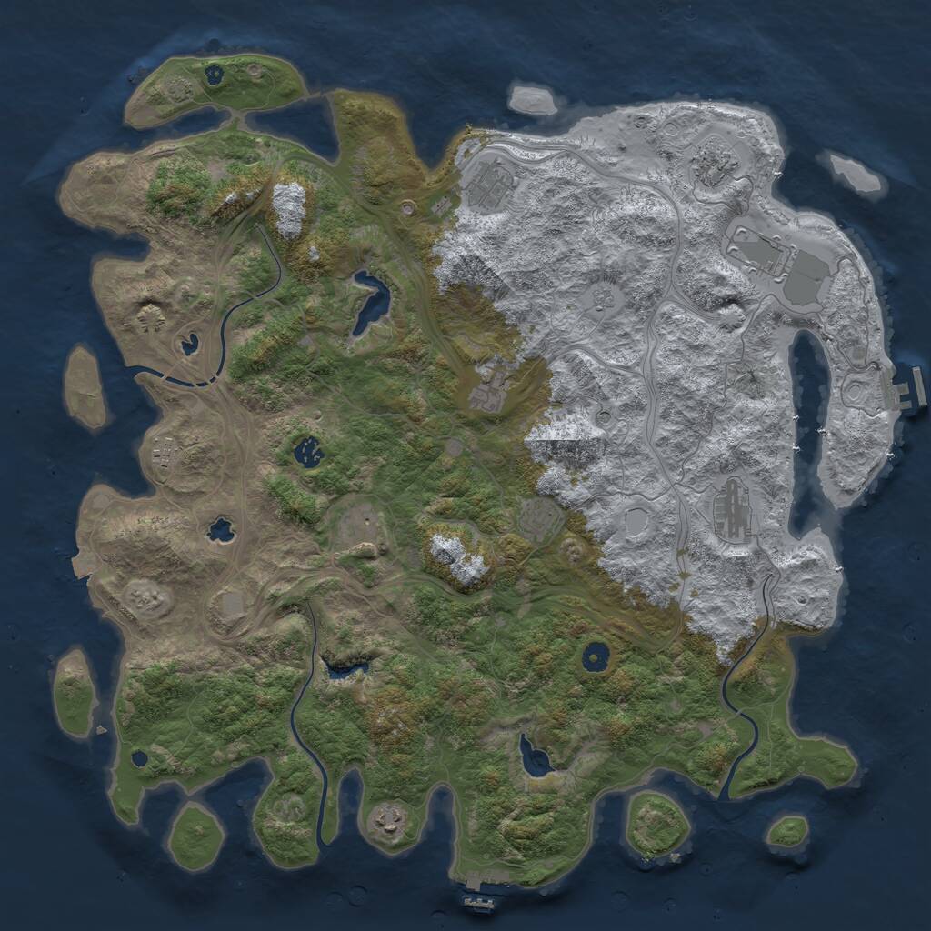 Rust Map: Procedural Map, Size: 4800, Seed: 1241515, 16 Monuments