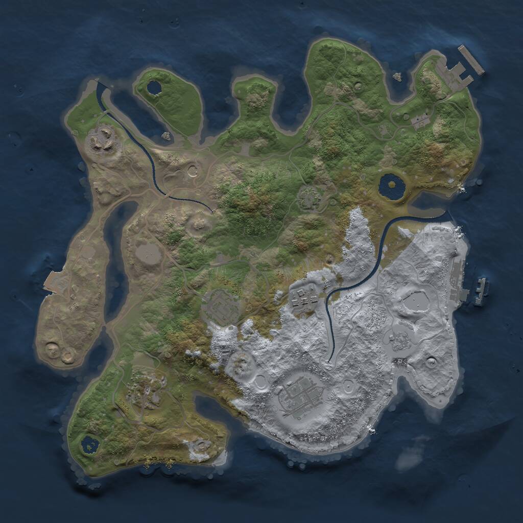 Rust Map: Procedural Map, Size: 3000, Seed: 1624742217, 11 Monuments