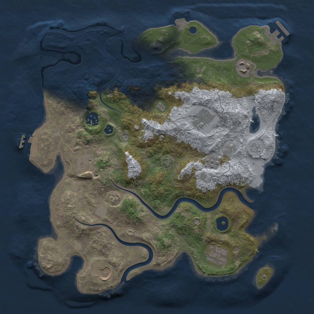 Rust Map: Procedural Map, Size: 3500, Seed: 3680, 13 Monuments