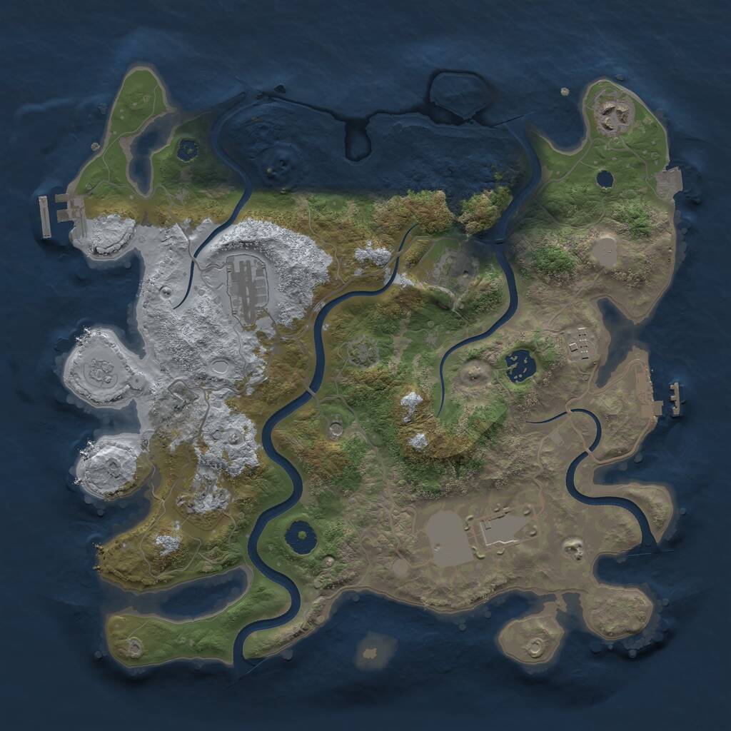 Rust Map: Procedural Map, Size: 3500, Seed: 3680420, 13 Monuments