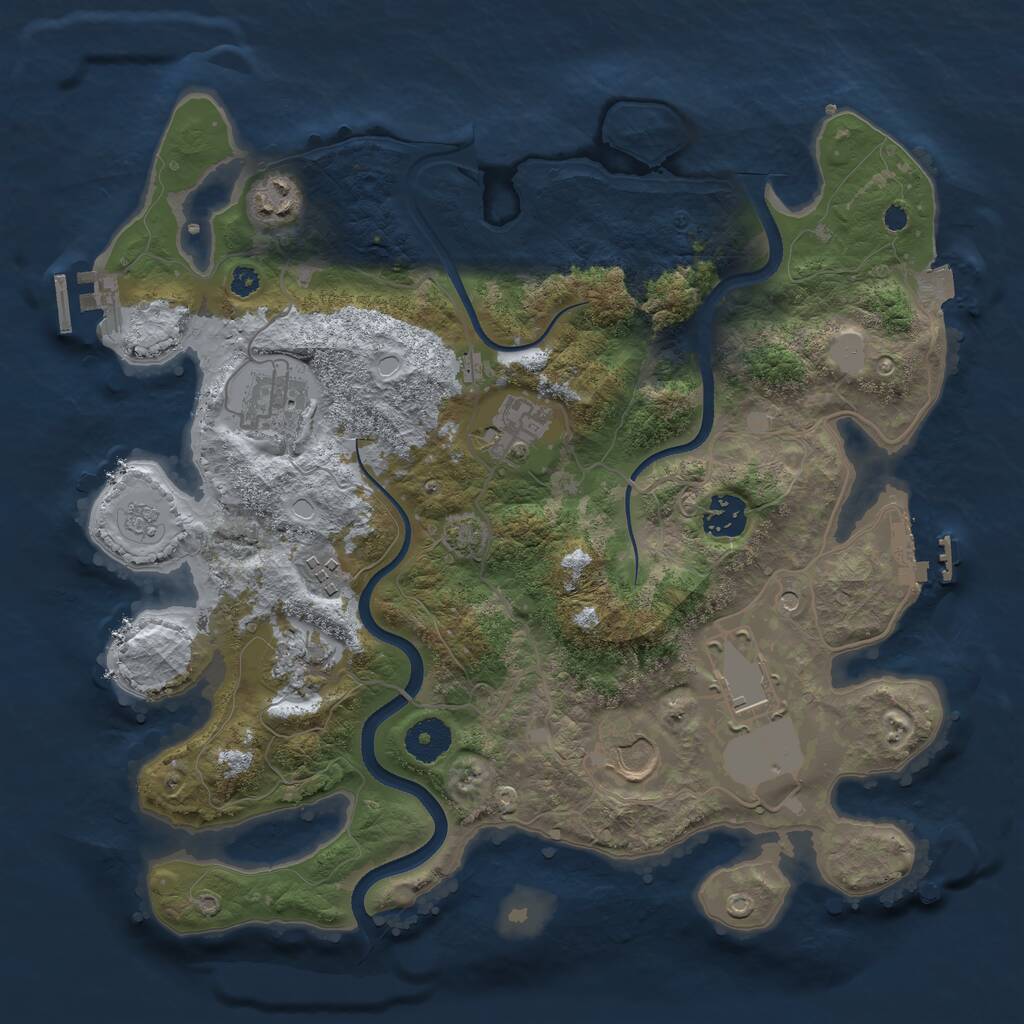 Rust Map: Procedural Map, Size: 3500, Seed: 3680420, 14 Monuments