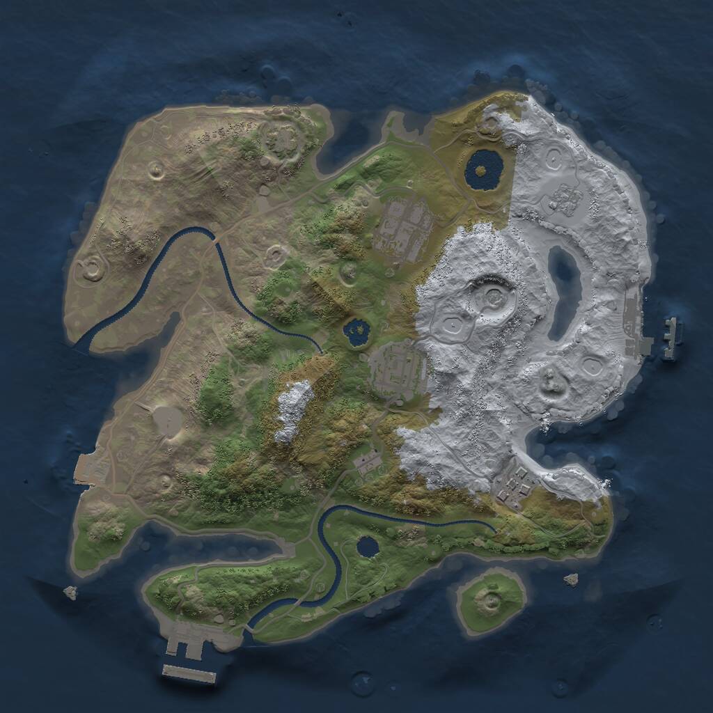 Rust Map: Procedural Map, Size: 2700, Seed: 917472609, 9 Monuments