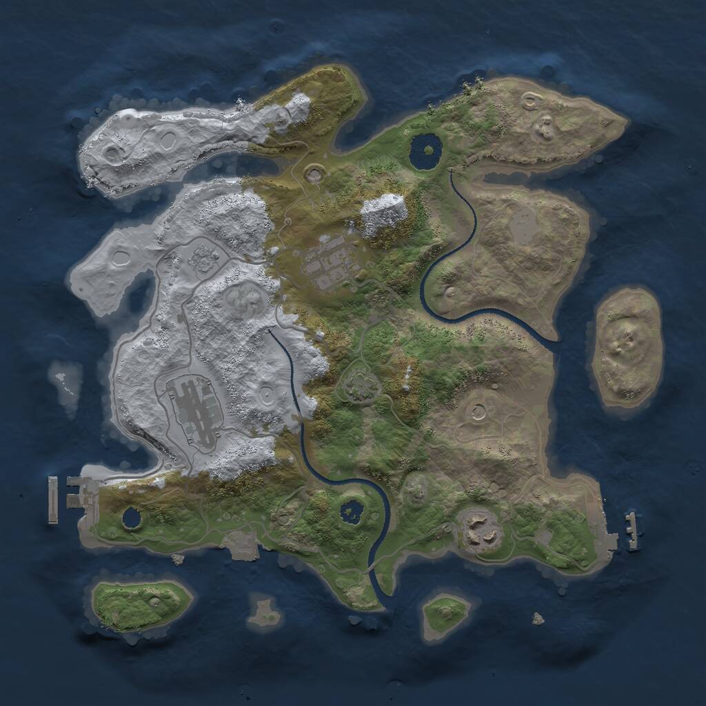 Rust Map: Procedural Map, Size: 3000, Seed: 1665833669, 9 Monuments