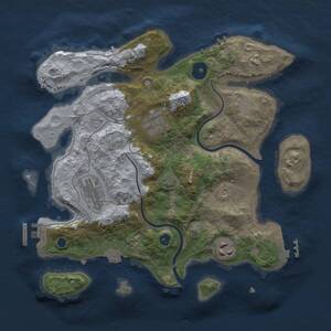 Thumbnail Rust Map: Procedural Map, Size: 3000, Seed: 1665833669, 9 Monuments