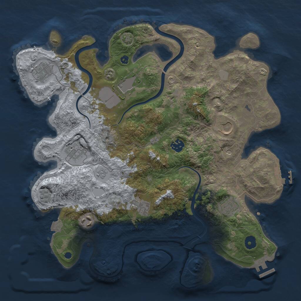 Rust Map: Procedural Map, Size: 3600, Seed: 716, 15 Monuments