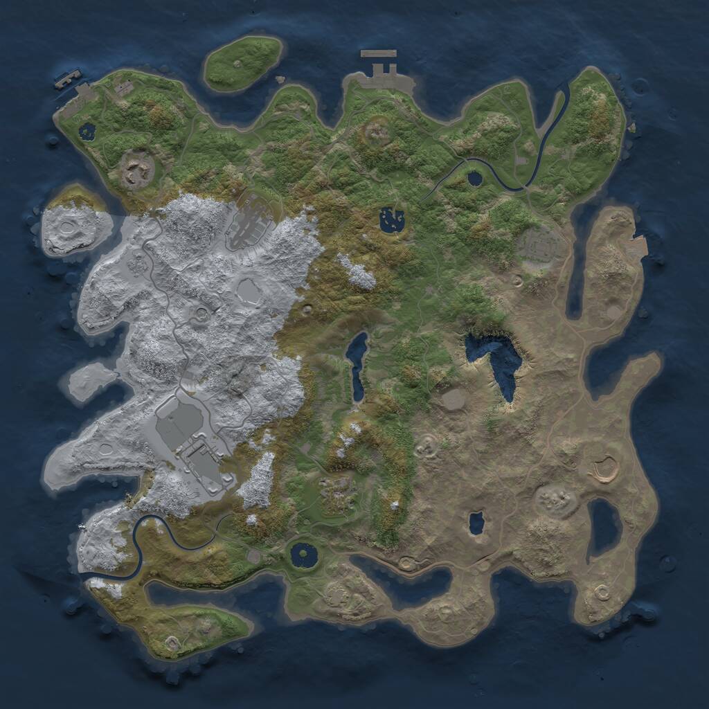 Rust Map: Procedural Map, Size: 4000, Seed: 73682158, 13 Monuments