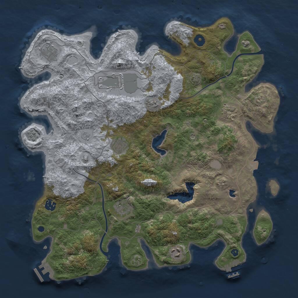 Rust Map: Procedural Map, Size: 4000, Seed: 12945, 14 Monuments