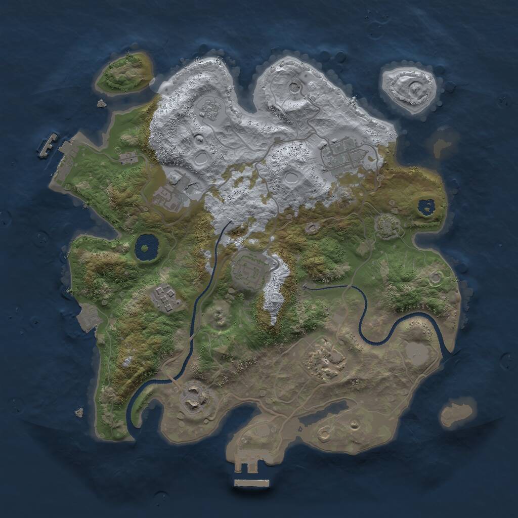 Rust Map: Procedural Map, Size: 3000, Seed: 30307, 12 Monuments