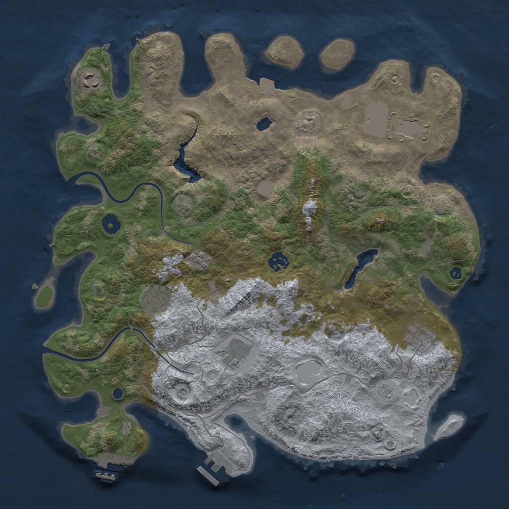 Rust Map: Procedural Map, Size: 4000, Seed: 378676, 14 Monuments