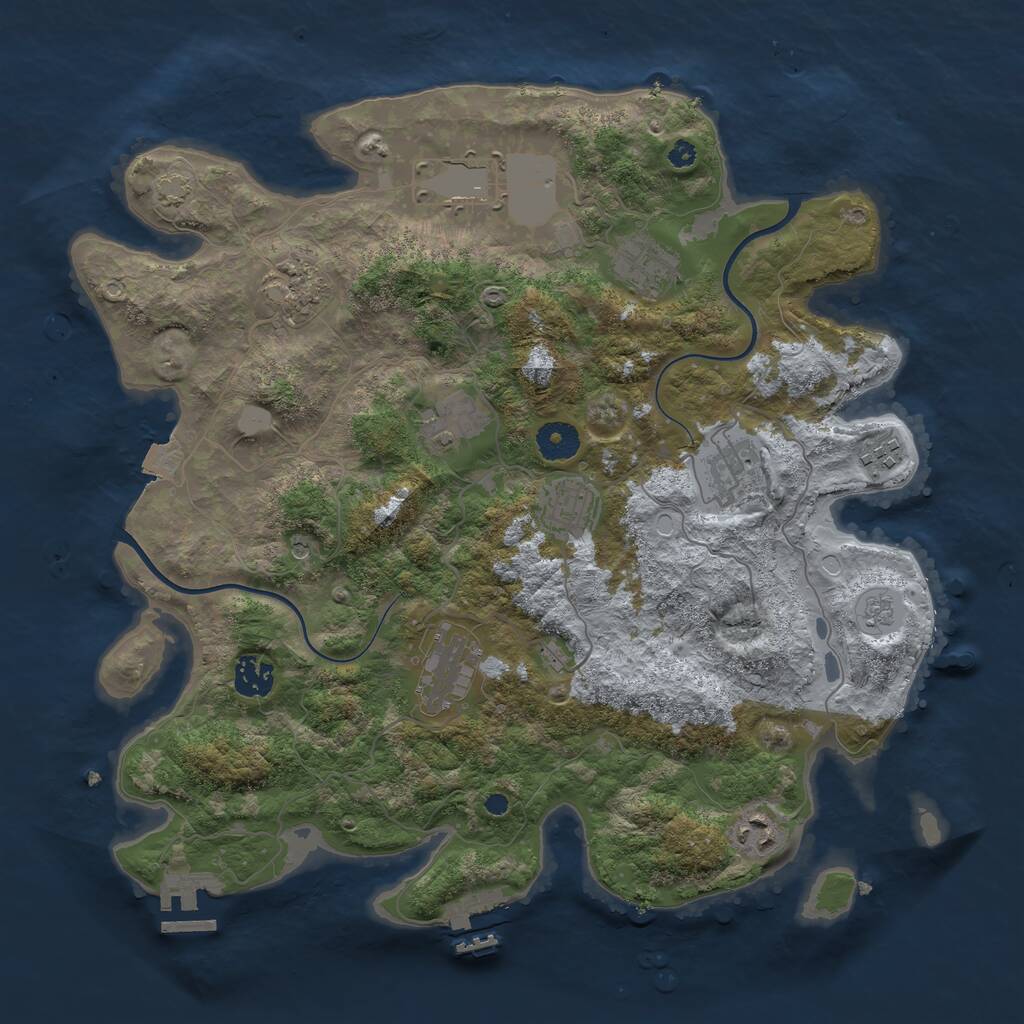 Rust Map: Procedural Map, Size: 3750, Seed: 874861100, 16 Monuments