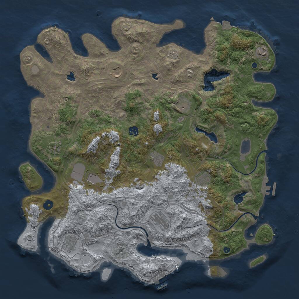 Rust Map: Procedural Map, Size: 4500, Seed: 1718509678, 17 Monuments