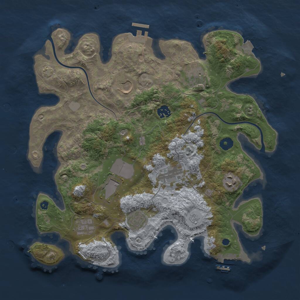 Rust Map: Procedural Map, Size: 3500, Seed: 467170597, 14 Monuments