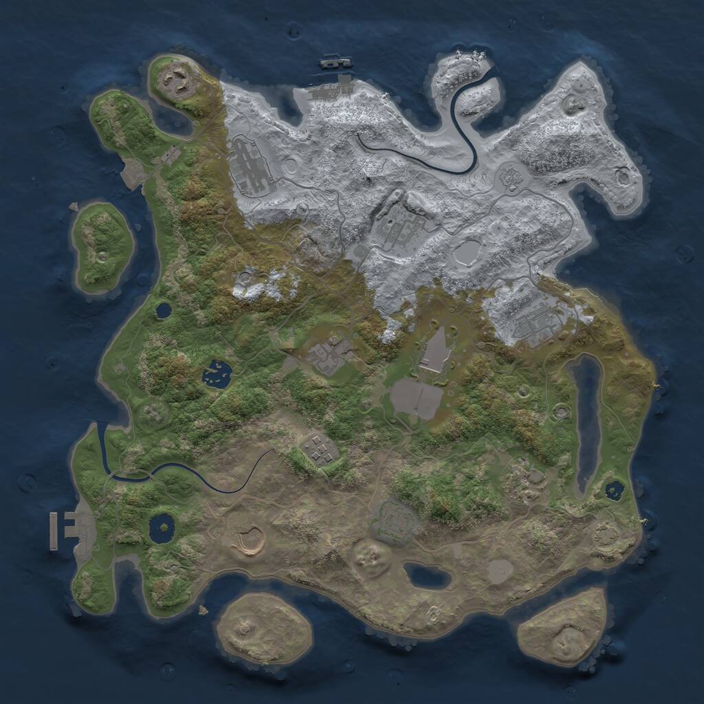 Rust Map: Procedural Map, Size: 3700, Seed: 1707391544, 17 Monuments