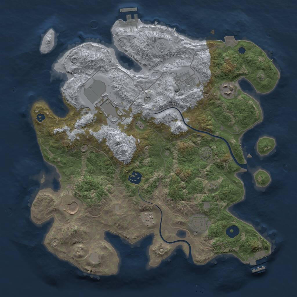 Rust Map: Procedural Map, Size: 3500, Seed: 852780124, 13 Monuments