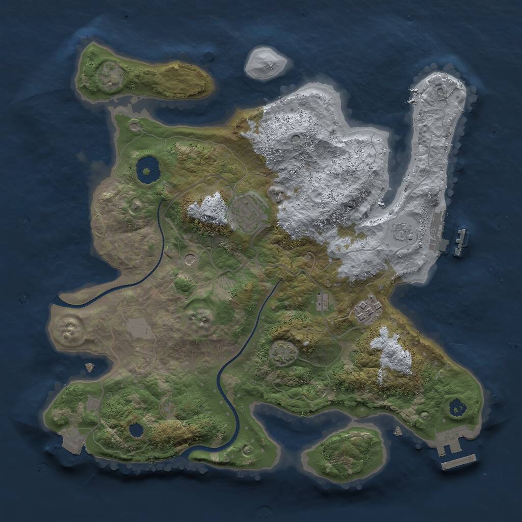 Rust Map: Procedural Map, Size: 3000, Seed: 97685411, 8 Monuments