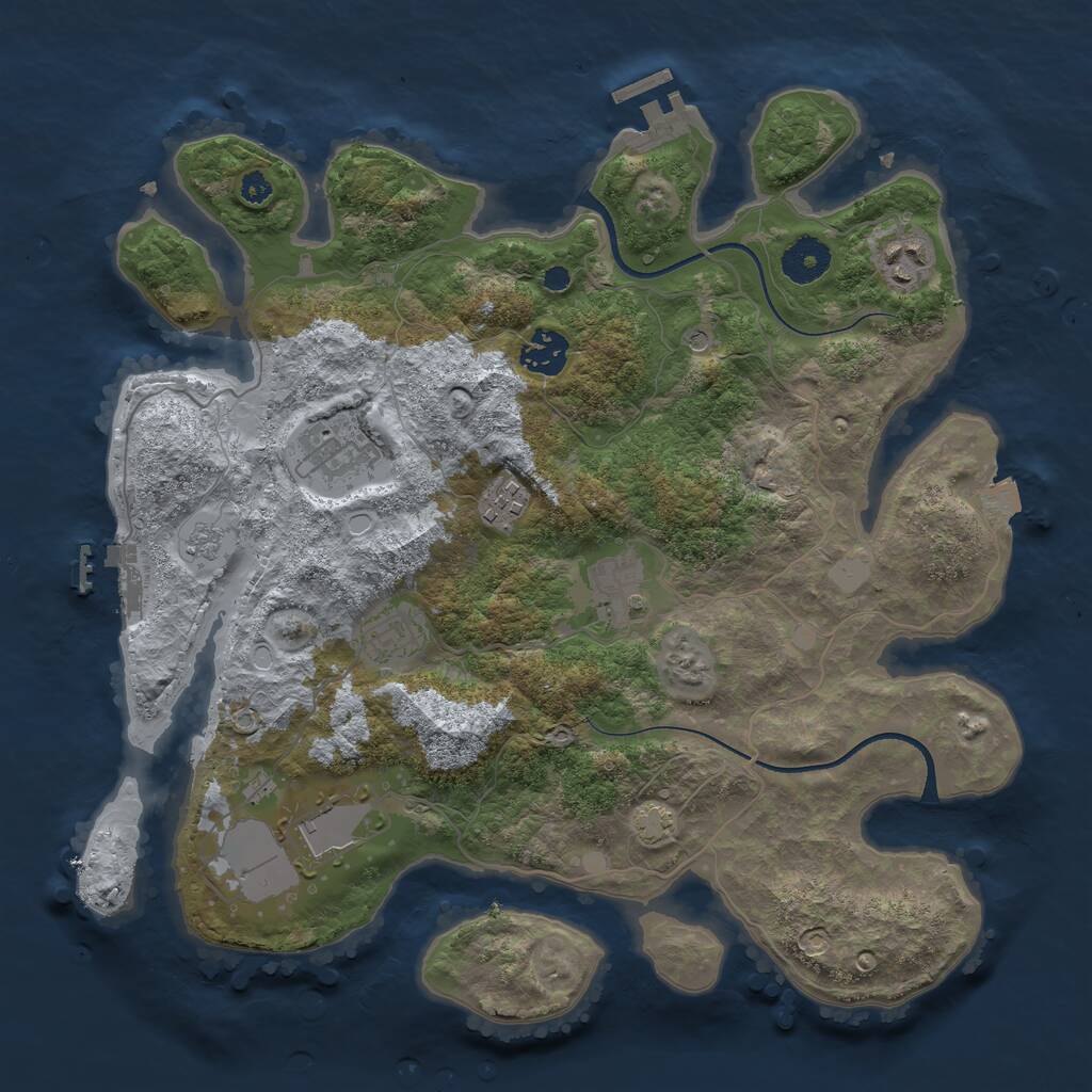 Rust Map: Procedural Map, Size: 3500, Seed: 228883630, 13 Monuments