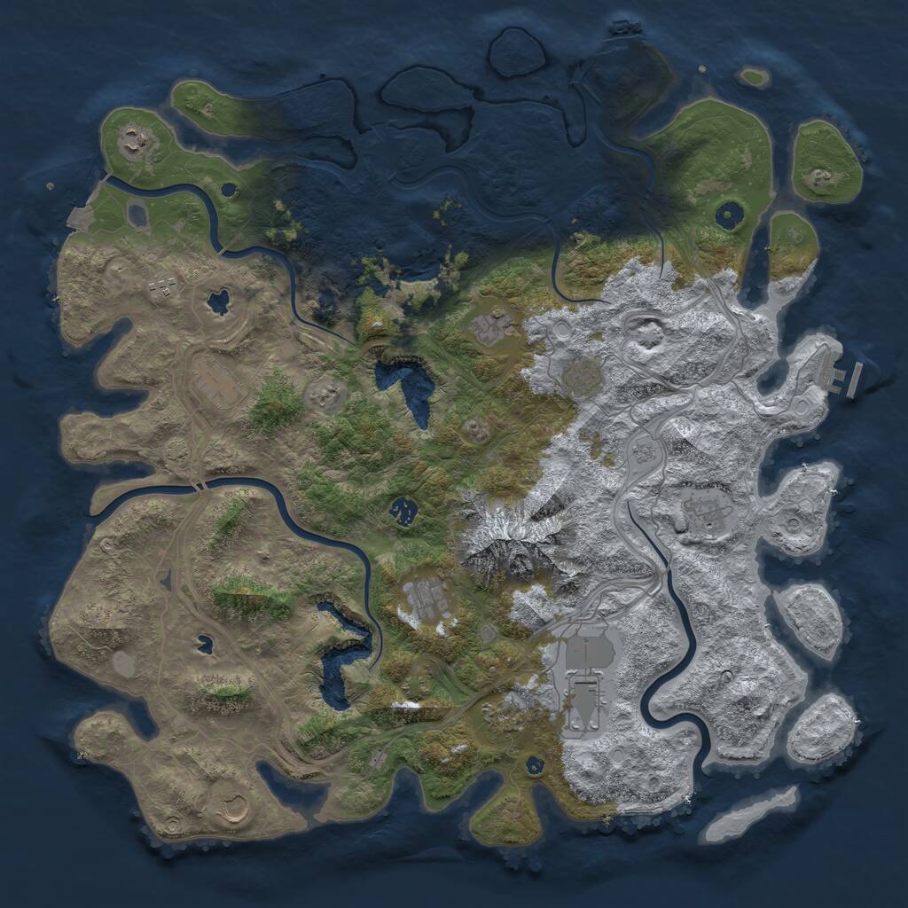 Rust Map: Procedural Map, Size: 5000, Seed: 2114012405, 17 Monuments
