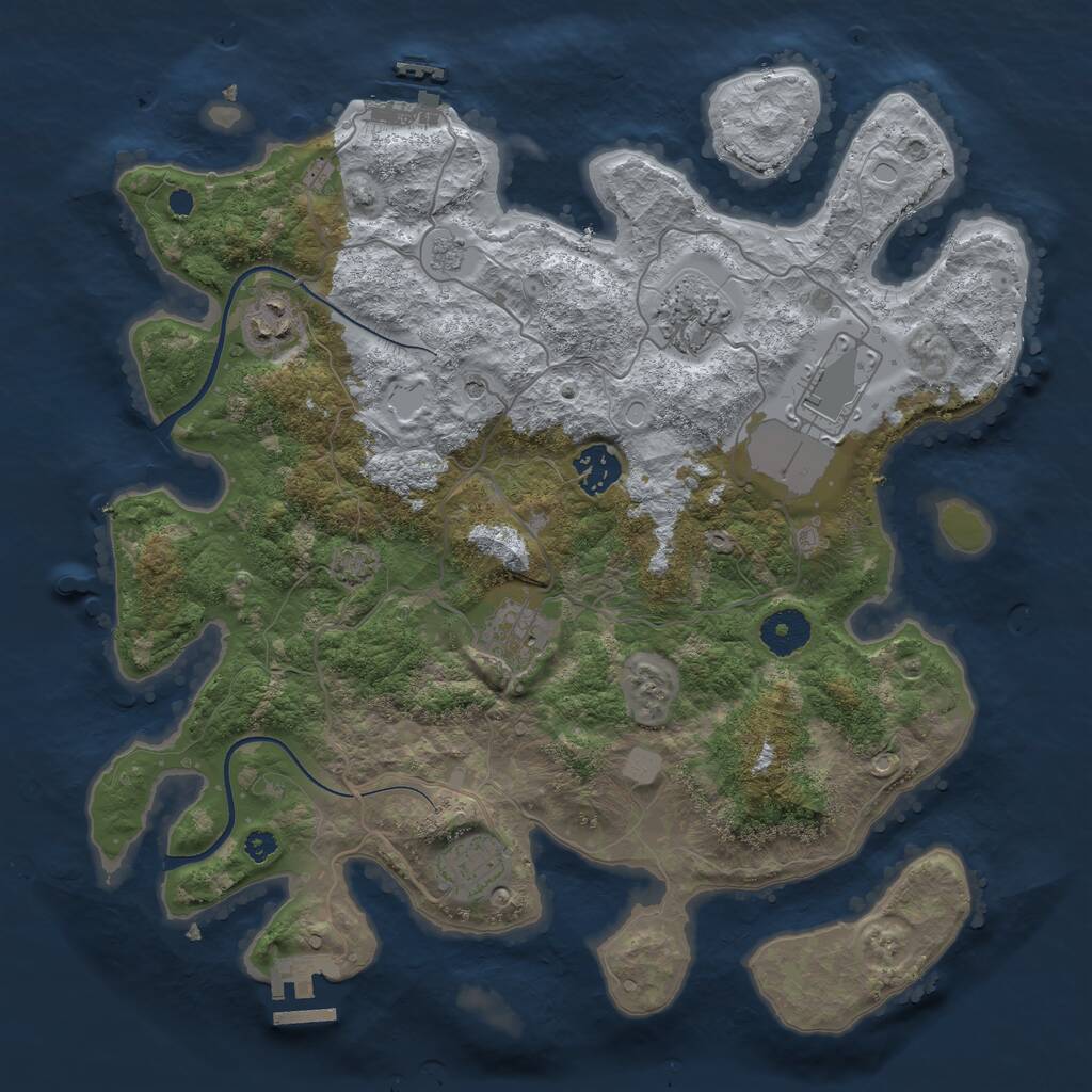 Rust Map: Procedural Map, Size: 3500, Seed: 424603944, 12 Monuments