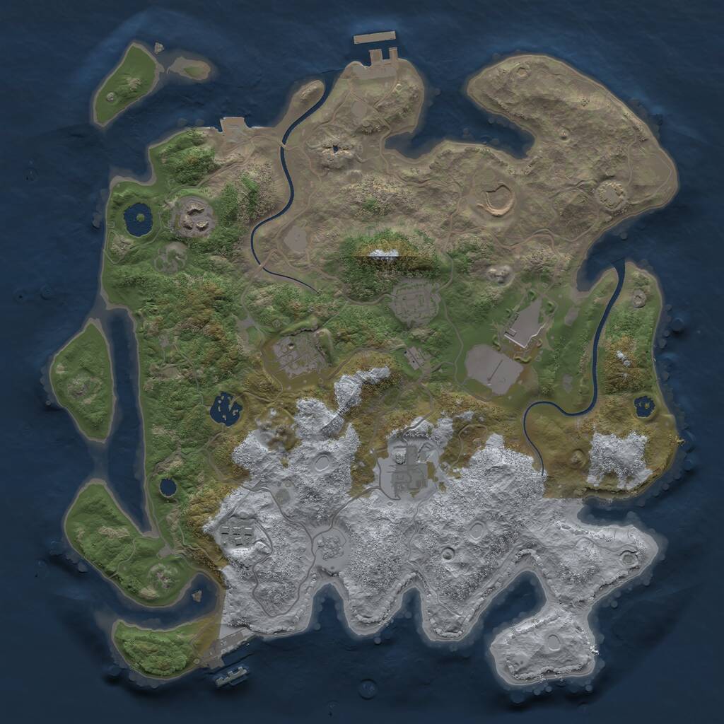 Rust Map: Procedural Map, Size: 3500, Seed: 2333905, 13 Monuments