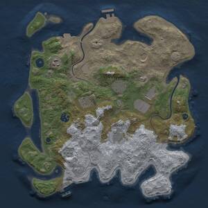 Thumbnail Rust Map: Procedural Map, Size: 3500, Seed: 2333905, 13 Monuments