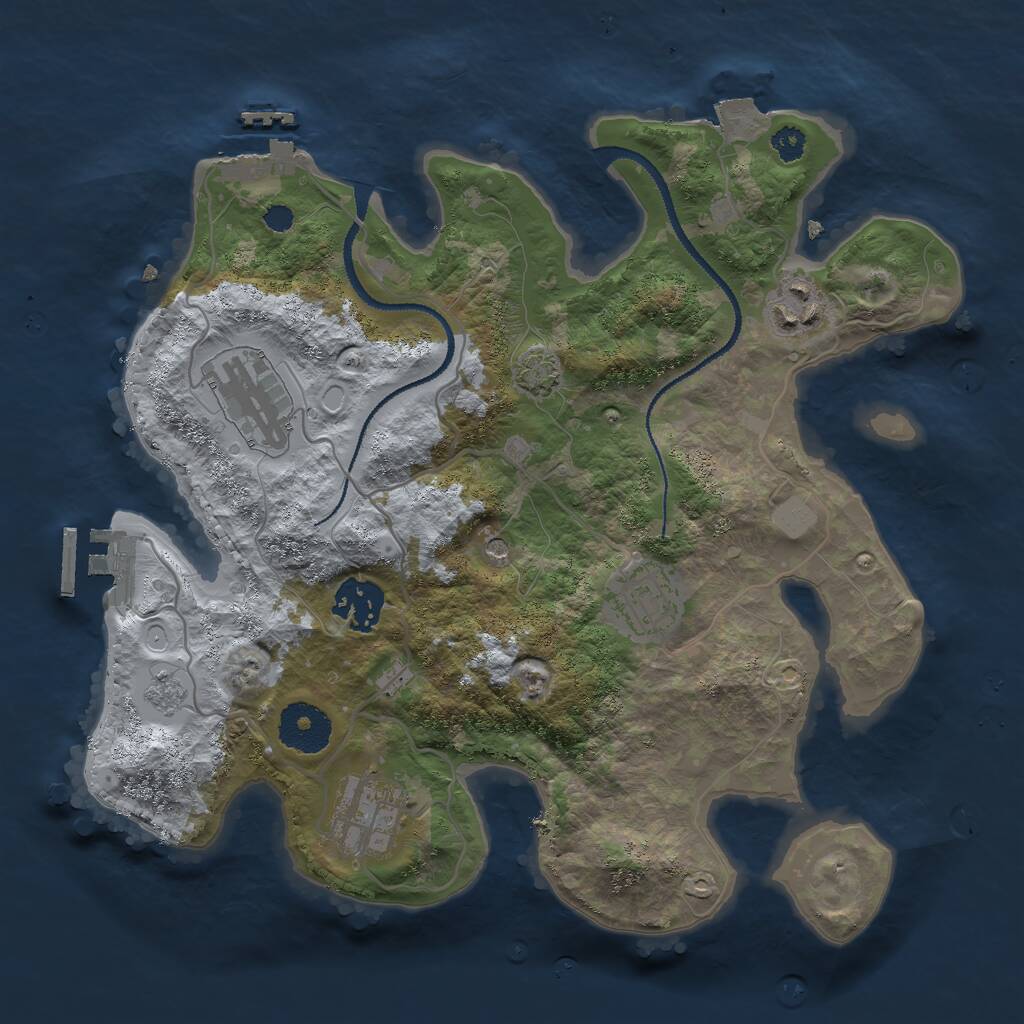 Rust Map: Procedural Map, Size: 3000, Seed: 1935045257, 11 Monuments