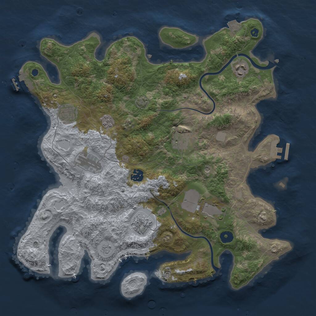 Rust Map: Procedural Map, Size: 3750, Seed: 713004805, 14 Monuments