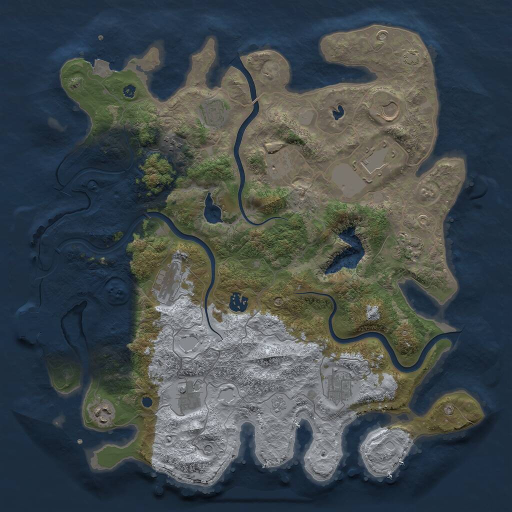 Rust Map: Procedural Map, Size: 4000, Seed: 1234570344, 16 Monuments