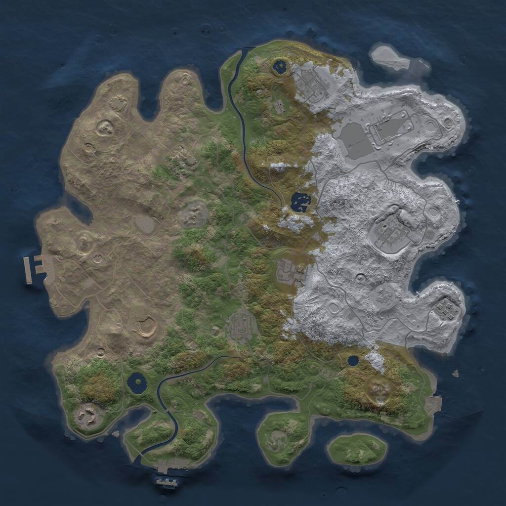 Rust Map: Procedural Map, Size: 3750, Seed: 2085730709, 16 Monuments
