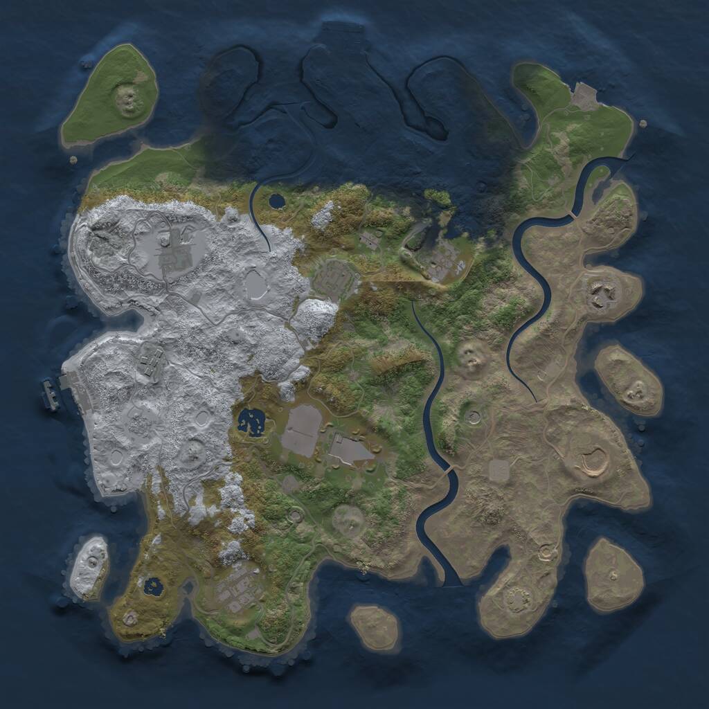 Rust Map: Procedural Map, Size: 3700, Seed: 1897554593, 15 Monuments