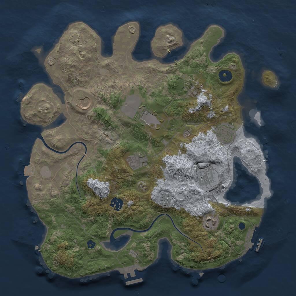 Rust Map: Procedural Map, Size: 3500, Seed: 1712233731, 14 Monuments