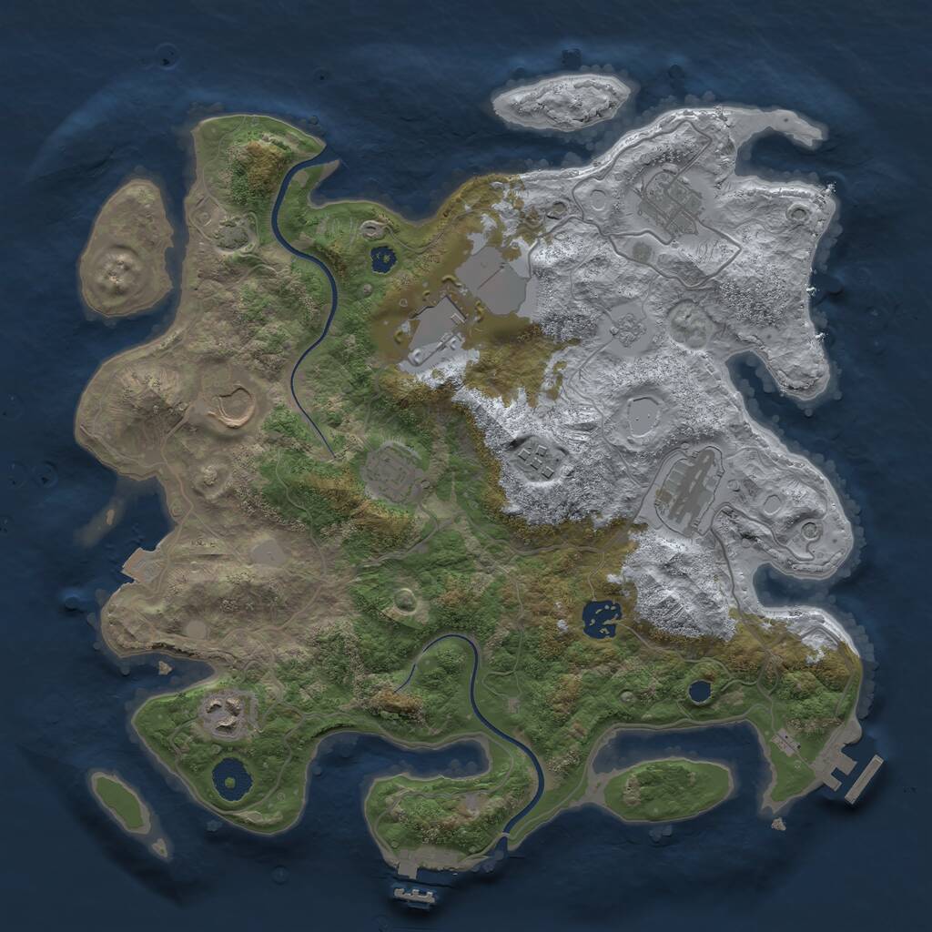 Rust Map: Procedural Map, Size: 3500, Seed: 173773878, 14 Monuments