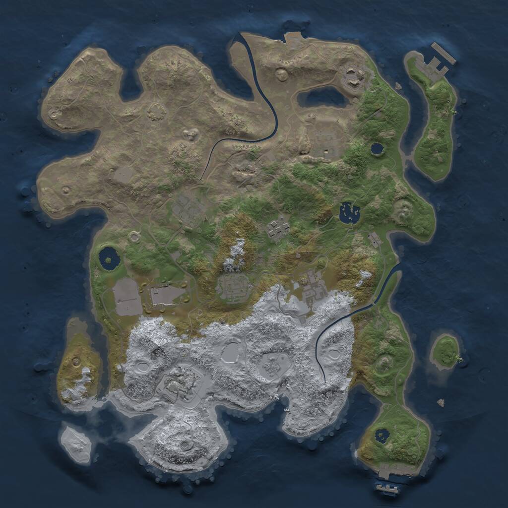 Rust Map: Procedural Map, Size: 3500, Seed: 985056964, 14 Monuments