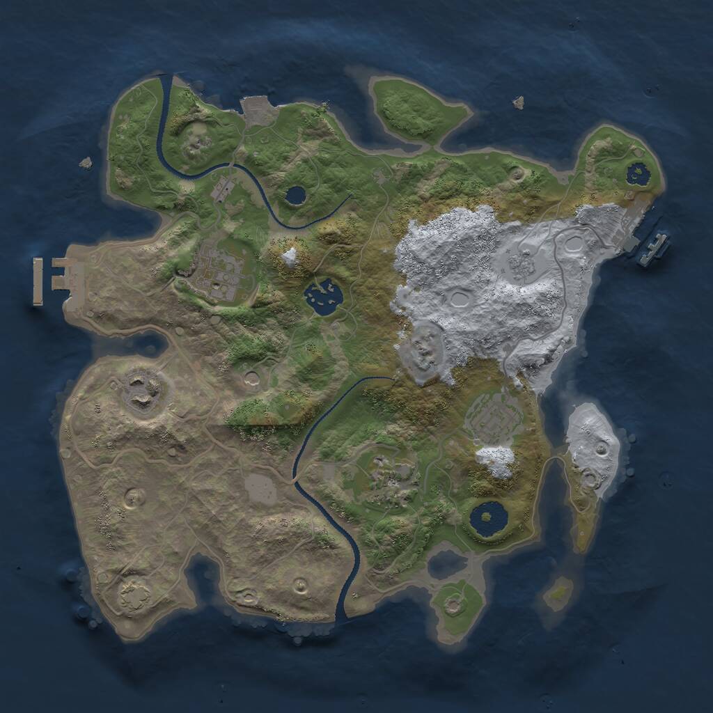 Rust Map: Procedural Map, Size: 3000, Seed: 864725982, 11 Monuments