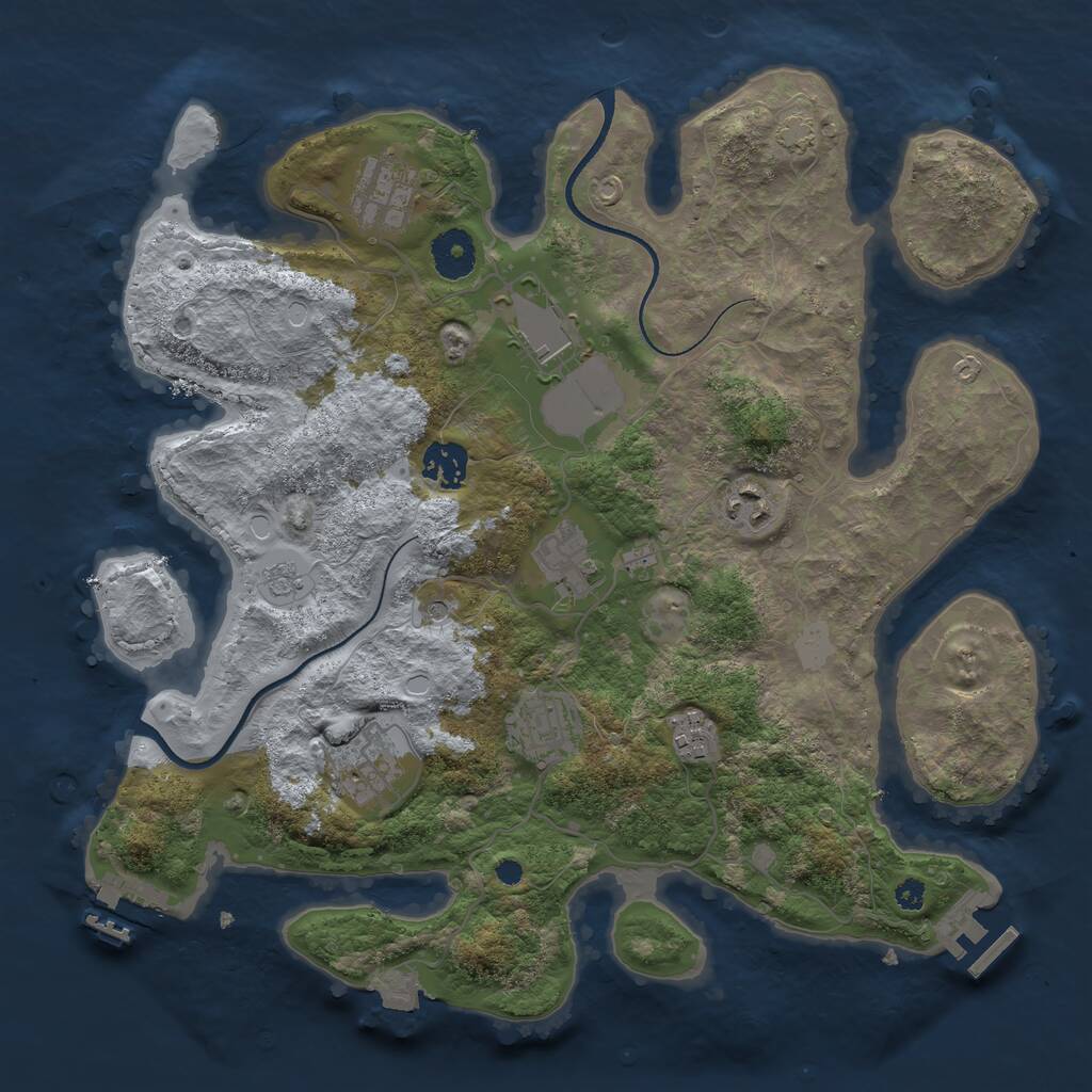 Rust Map: Procedural Map, Size: 3500, Seed: 1057168815, 14 Monuments