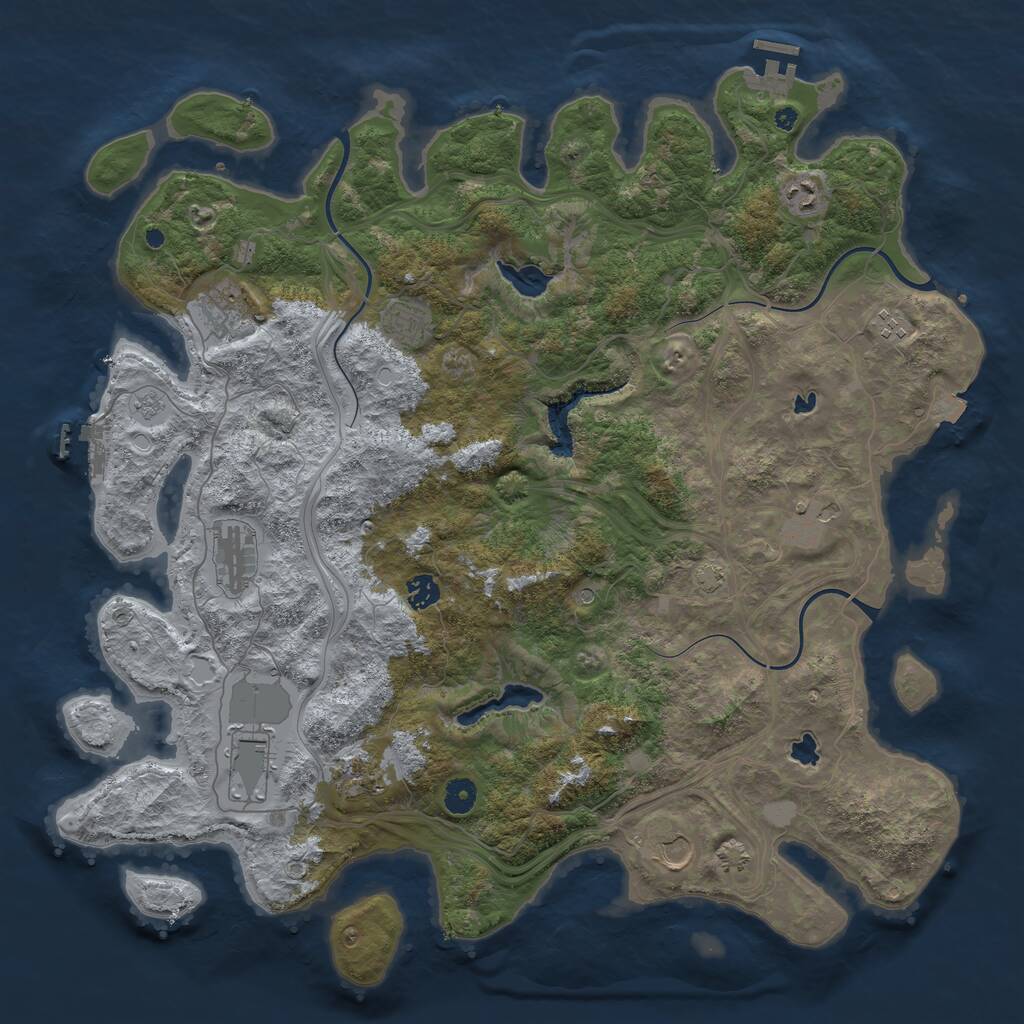 Rust Map: Procedural Map, Size: 4500, Seed: 359633, 16 Monuments