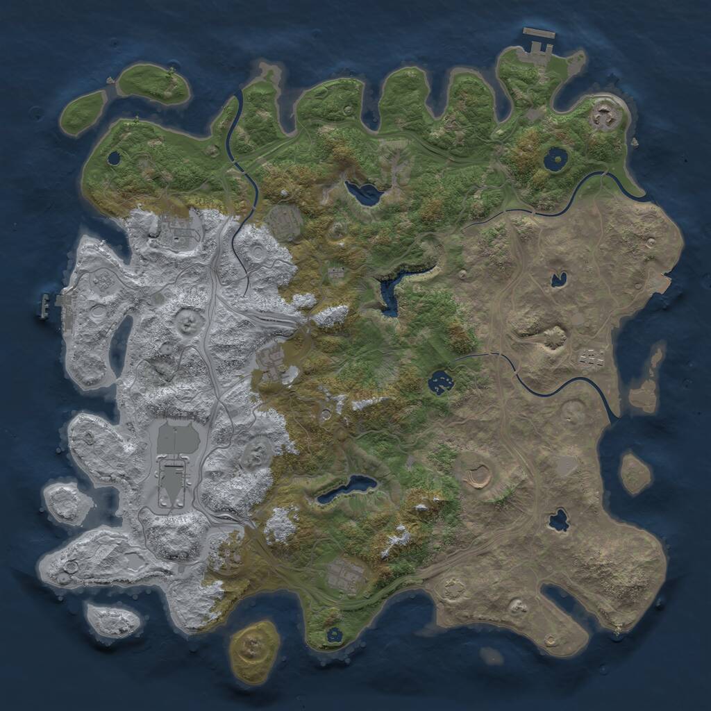 Rust Map: Procedural Map, Size: 4500, Seed: 359633, 16 Monuments